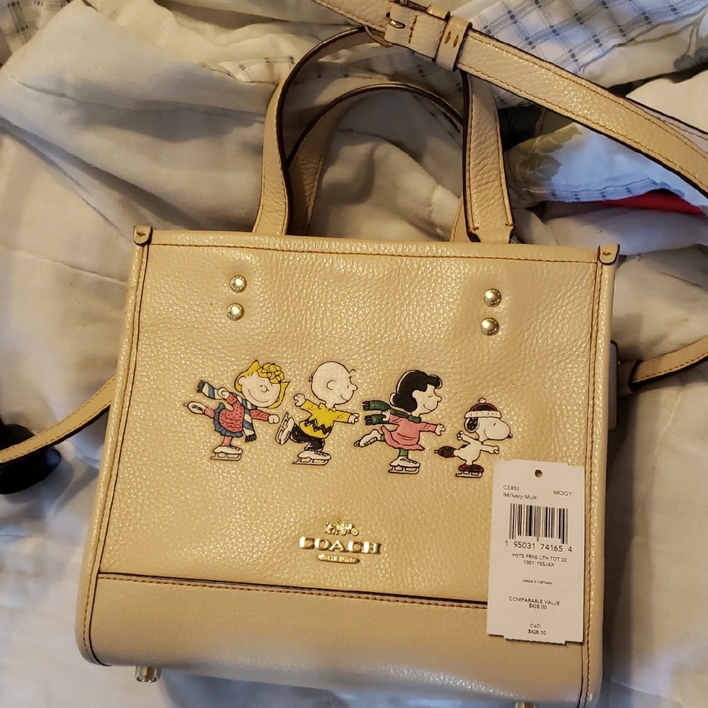 Coach Tan Peanuts Character Tote